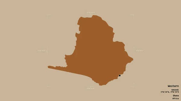 Територія Заходу Регіон Гана Ізольований Твердому Тлі Геодезичній Обмежувальній Коробці — стокове фото