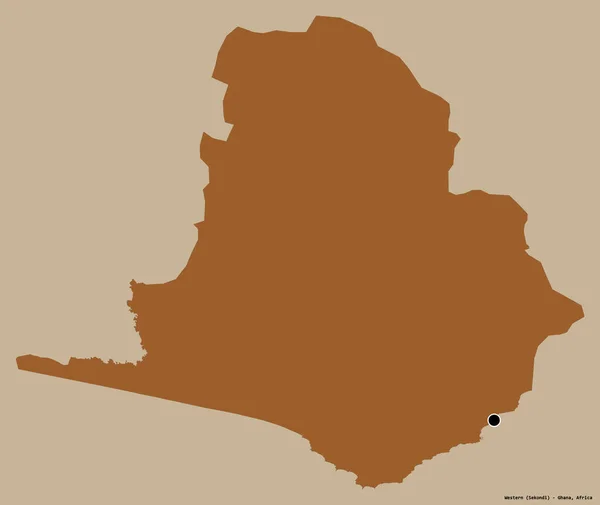Forma Occidental Región Ghana Con Capital Aislada Sobre Fondo Color —  Fotos de Stock