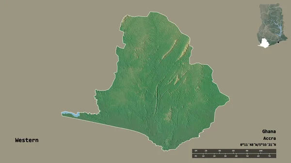 Forme Ouest Région Ghana Avec Capitale Isolée Sur Fond Solide — Photo
