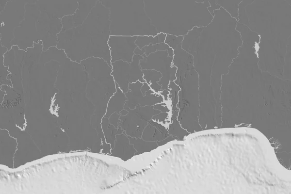 Área Extendida Ghana Con Contorno País Fronteras Internacionales Regionales Mapa — Foto de Stock