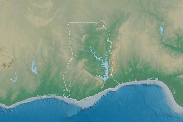 Área Extendida Ghana Mapa Topográfico Relieve Renderizado —  Fotos de Stock