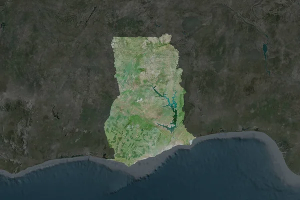 Gana 'nın şekli komşu bölgelerin dedoygunluğuyla ayrılır. Uydu görüntüleri. 3B görüntüleme