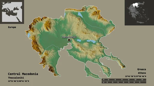 Forma Macedonia Central Administración Descentralizada Grecia Capital Escala Distancia Vistas — Foto de Stock