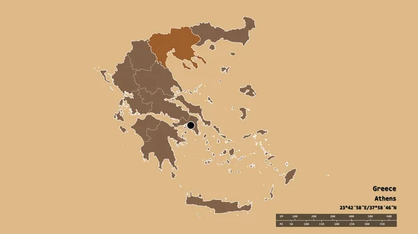 Απολιθωμένη Μορφή Της Ελλάδας Πρωτεύουσα Κύρια Περιφερειακή Διαίρεση Και Διαχωρισμένη — Φωτογραφία Αρχείου