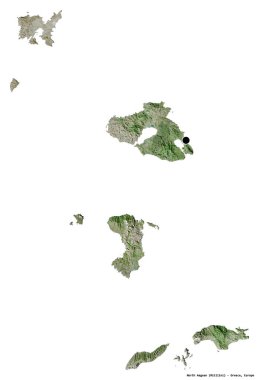 Kuzey Ege 'nin şekli, Yunanistan' ın merkeziyetçi idaresi, başkenti beyaz arka planda izole edilmiş. Uydu görüntüleri. 3B görüntüleme