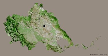 Yunanistan 'ın merkezi olmayan Teselya' nın şekli, sermayesi sağlam bir renk arka planına izole edilmiş. Uydu görüntüleri. 3B görüntüleme