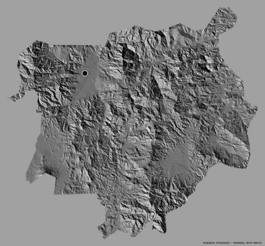 Guatemala Bölümü 'nün başkenti Chiquimula' nın katı renk arkaplanı ile izole edilmiş hali. Çift seviyeli yükseklik haritası. 3B görüntüleme