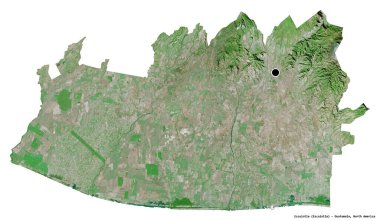 Escuintla 'nın şekli, Guatemala departmanı, başkenti beyaz arka planda izole edilmiş. Uydu görüntüleri. 3B görüntüleme