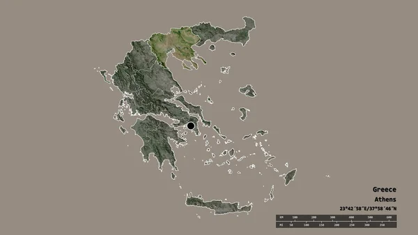 主要な地域部門と分離された中央マケドニア地域とギリシャの荒廃した形状 ラベル 衛星画像 3Dレンダリング — ストック写真