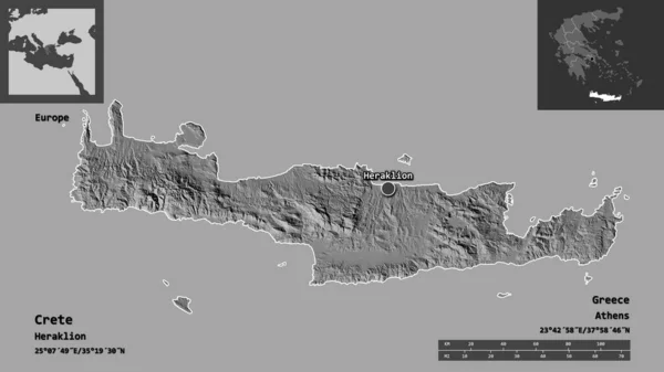 Forma Creta Administración Descentralizada Grecia Capital Escala Distancia Vistas Previas — Foto de Stock