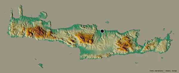 Tvar Kréty Decentralizovaná Správa Řecka Jeho Hlavním Městem Izolované Pevném — Stock fotografie