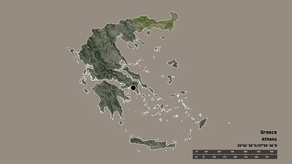 主要な地域部門と分離東マケドニアとトラキア地域とギリシャの荒廃した形状 ラベル 衛星画像 3Dレンダリング — ストック写真