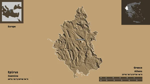 Gestalt Von Epirus Dezentralisierter Verwaltung Griechenlands Und Seiner Hauptstadt Entfernungsskala — Stockfoto