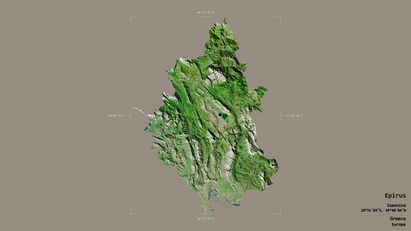 Area Epirus Decentralized Administration Greece Isolated Solid Background Georeferenced Bounding — Stock Photo, Image