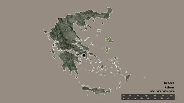 主要な地域部門と分離された北エーゲ海地域とギリシャの荒廃した形状 ラベル 衛星画像 3Dレンダリング — ストック写真