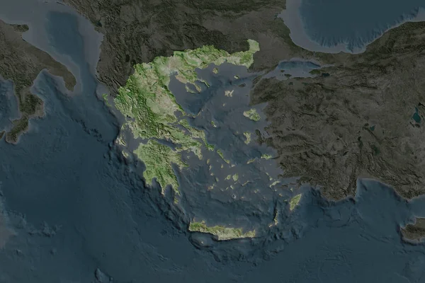 Forme Grèce Séparée Par Désaturation Des Zones Voisines Imagerie Satellite — Photo