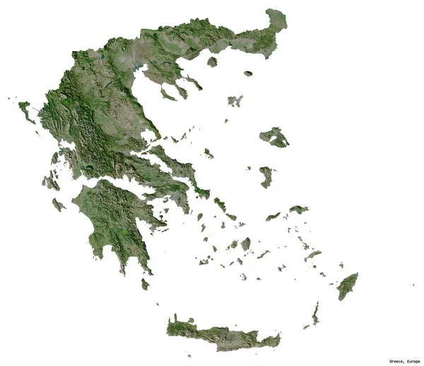 Forma Grecia Con Capital Aislado Sobre Fondo Blanco Imágenes Satélite — Foto de Stock