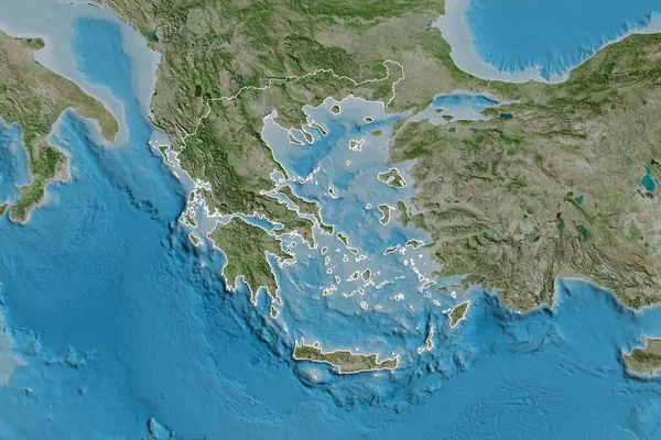 Rozšířená Oblast Vymezeného Řecka Satelitní Snímky Vykreslování — Stock fotografie
