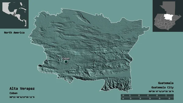Σχήμα Της Alta Verapaz Διαμέρισμα Της Γουατεμάλας Και Την Πρωτεύουσα — Φωτογραφία Αρχείου