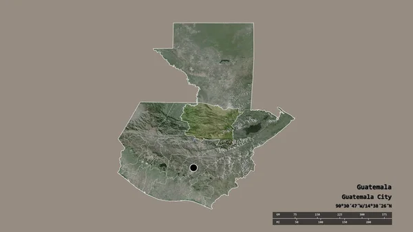 主要な地域部門と分離アルタ ベラパズ地域とグアテマラの荒廃した形 ラベル 衛星画像 3Dレンダリング — ストック写真
