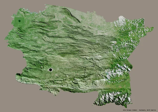グアテマラの省アルタ ベラパズの形で その首都はしっかりとした色の背景に隔離されています 衛星画像 3Dレンダリング — ストック写真
