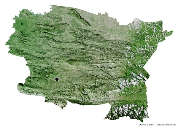 Alta Verapaz 'ın şekli, Guatemala departmanı, başkenti beyaz arka planda izole edilmiş. Uydu görüntüleri. 3B görüntüleme