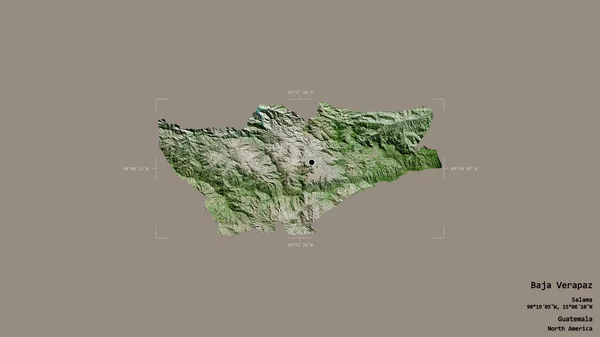 グアテマラの省バハ ベラパズの地域は 洗練された境界線の箱の中にしっかりとした背景に隔離されています ラベル 衛星画像 3Dレンダリング — ストック写真