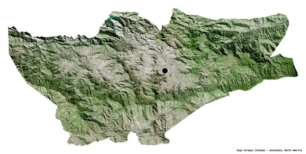 危地马拉省Baja Verapaz的形状 其首都因白人背景而孤立 卫星图像 3D渲染 — 图库照片