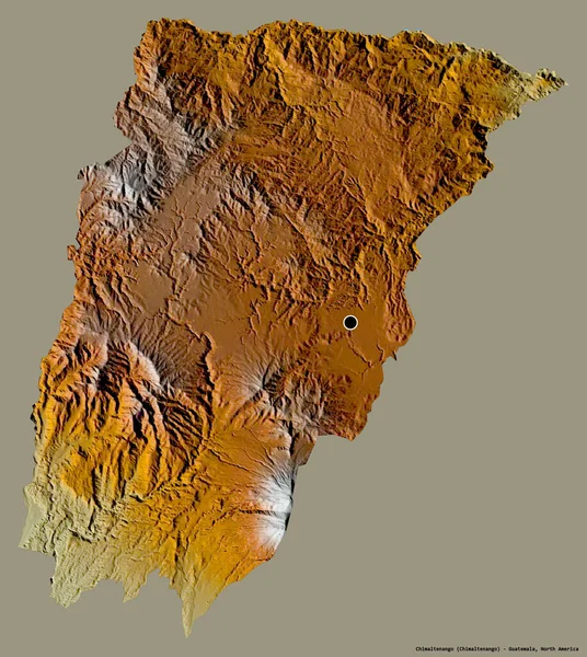 危地马拉省奇马尔特南戈省的形状 其首都以纯色背景隔离 地形浮雕图 3D渲染 — 图库照片