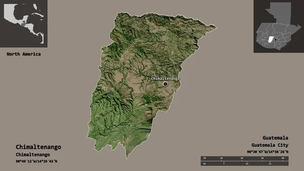 Vorm Van Chimaltenango Departement Guatemala Hoofdstad Afstandsschaal Previews Etiketten Satellietbeelden — Stockfoto