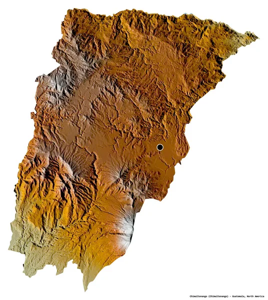 グアテマラのチマルテンゴの形で 首都は白い背景に孤立している 地形図 3Dレンダリング — ストック写真