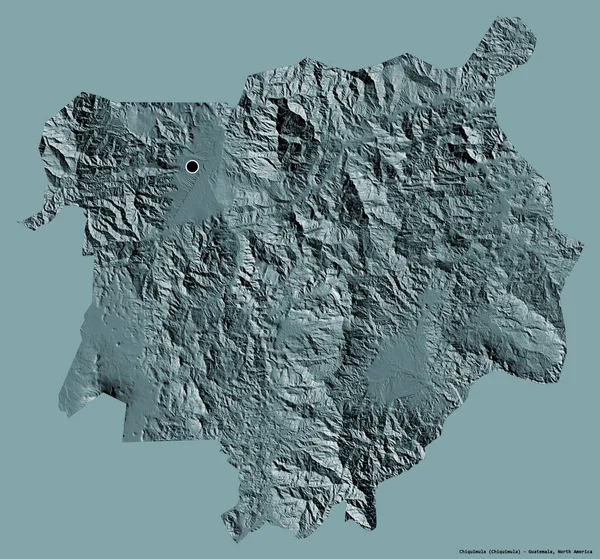 グアテマラのチキムラ県の形で その首都はしっかりとした色の背景に隔離されています 色の標高マップ 3Dレンダリング — ストック写真