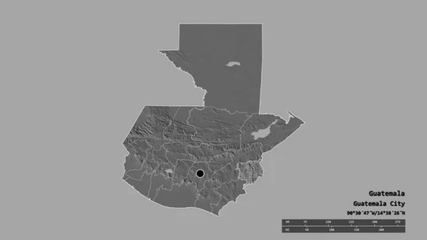 Desaturated Shape Guatemala Its Capital Main Regional Division Separated Chiquimula — Stock Photo, Image