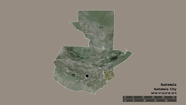 Desaturated Shape Guatemala Its Capital Main Regional Division Separated Chiquimula — Stock Photo, Image