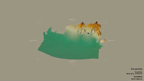 危地马拉省埃斯昆特拉省的一个地区 在一个地理参照框的坚实背景下被隔离 地形浮雕图 3D渲染 — 图库照片