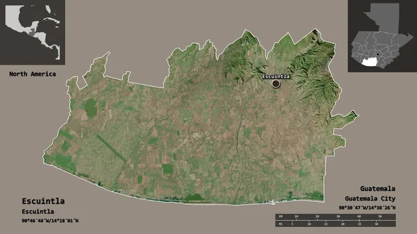 Shape Escuintla Département Guatemala Und Seine Hauptstadt Entfernungsskala Vorschau Und — Stockfoto