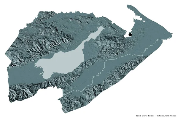 Forme Izabal Département Guatemala Avec Capitale Isolée Sur Fond Blanc — Photo