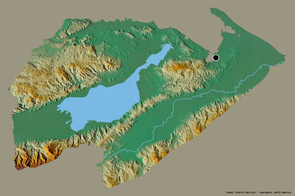 Alakja Izabal Osztály Guatemala Tőke Elszigetelt Szilárd Színű Háttér Topográfiai — Stock Fotó