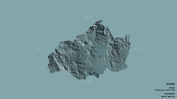 危地马拉省贾拉帕地区 在一个地理参照框的坚实背景下被隔离 彩色高程图 3D渲染 — 图库照片