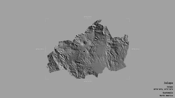 危地马拉省贾拉帕地区 在一个地理参照框的坚实背景下被隔离 Bilevel高程图 3D渲染 — 图库照片