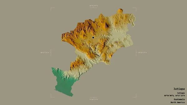 Area Jutiapa Department Guatemala Isolated Solid Background Georeferenced Bounding Box — Stock Photo, Image