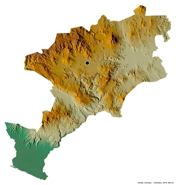 グアテマラの首都ジュティアパの形は 白い背景に隔離されています 地形図 3Dレンダリング — ストック写真