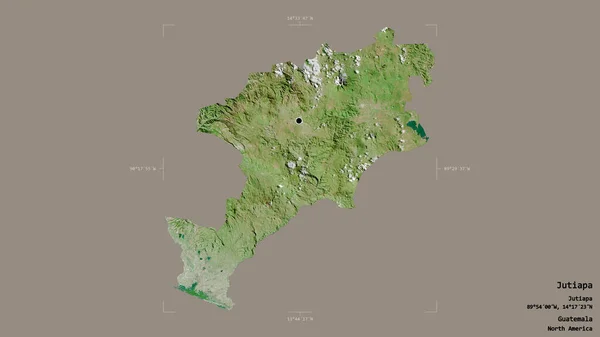 グアテマラのユティアパ県の地域は 洗練された境界線の箱の中にしっかりとした背景に隔離されています ラベル 衛星画像 3Dレンダリング — ストック写真