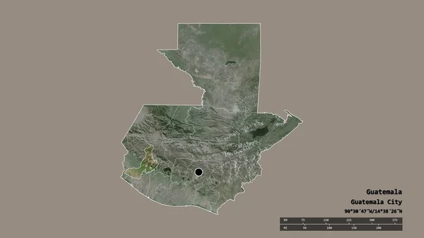 Desaturated Shape Guatemala Its Capital Main Regional Division Separated Quezaltenango — Stock Photo, Image
