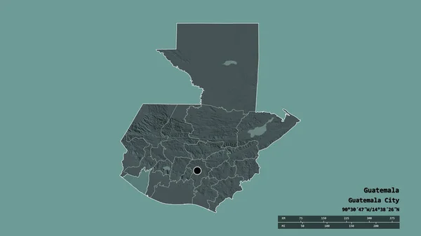 Forma Dessaturada Guatemala Com Sua Capital Principal Divisão Regional Área — Fotografia de Stock