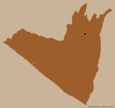 Retalhuleu 'nun şekli, Guatemala departmanı, sermayesi katı renk arkaplanı ile izole edilmiş. Desenli dokuların bileşimi. 3B görüntüleme