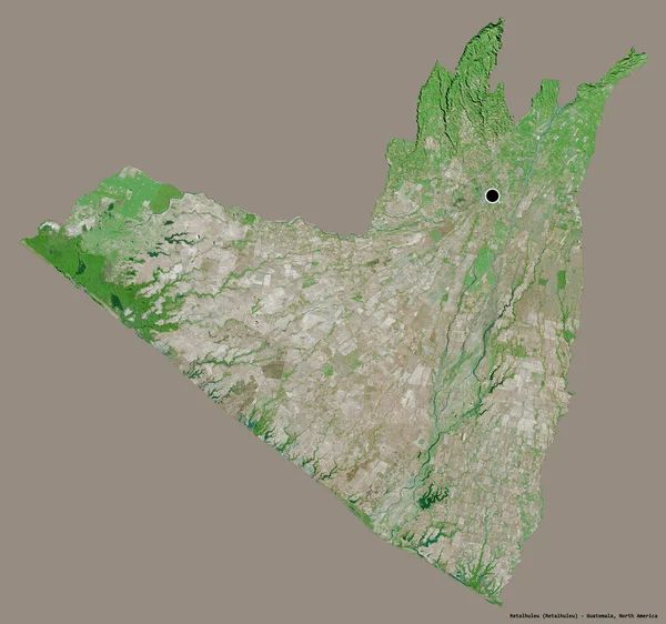 危地马拉省Retalhuleu的形状 其首都用纯色背景隔开 卫星图像 3D渲染 — 图库照片