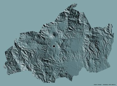 Jalapa 'nın şekli, Guatemala departmanı, sermayesi koyu renk arka planda izole edilmiş. Renkli yükseklik haritası. 3B görüntüleme