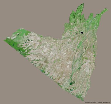 Retalhuleu 'nun şekli, Guatemala departmanı, sermayesi katı renk arkaplanı ile izole edilmiş. Uydu görüntüleri. 3B görüntüleme