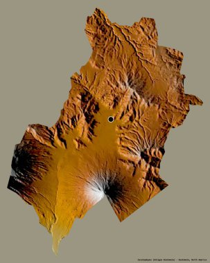 Sacatepequez 'in şekli, Guatemala departmanı, sermayesi koyu renk arka planda izole edilmiş. Topografik yardım haritası. 3B görüntüleme